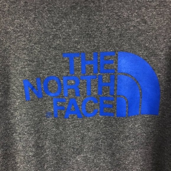 SOLD The North Face Gray Blue Logo Spell Out Shirt - Picture 4 of 6